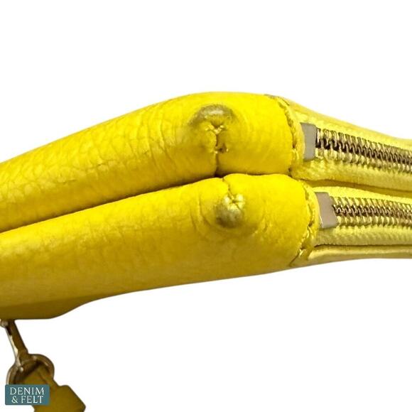 Coach Yellow Leather Double-Zip Wristlet Wallet Purse Bag Gold Hardware - Picture 6 of 8